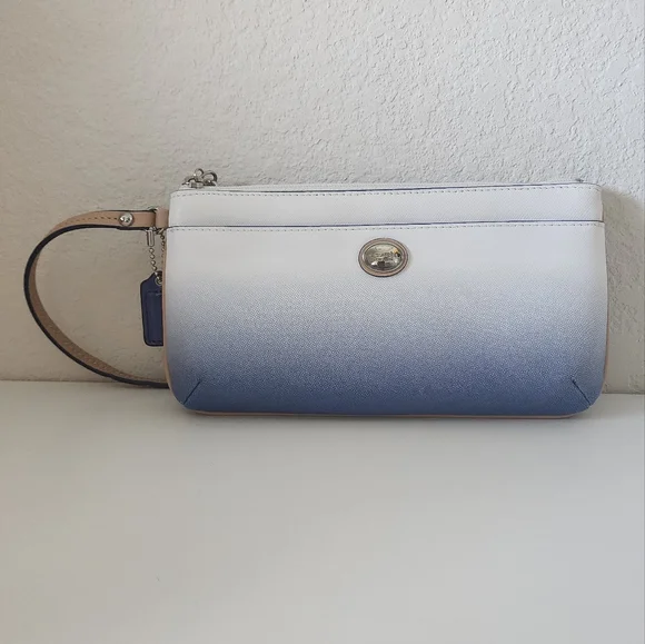 Coach new blue and white ombre wristlet - Picture 1 of 12